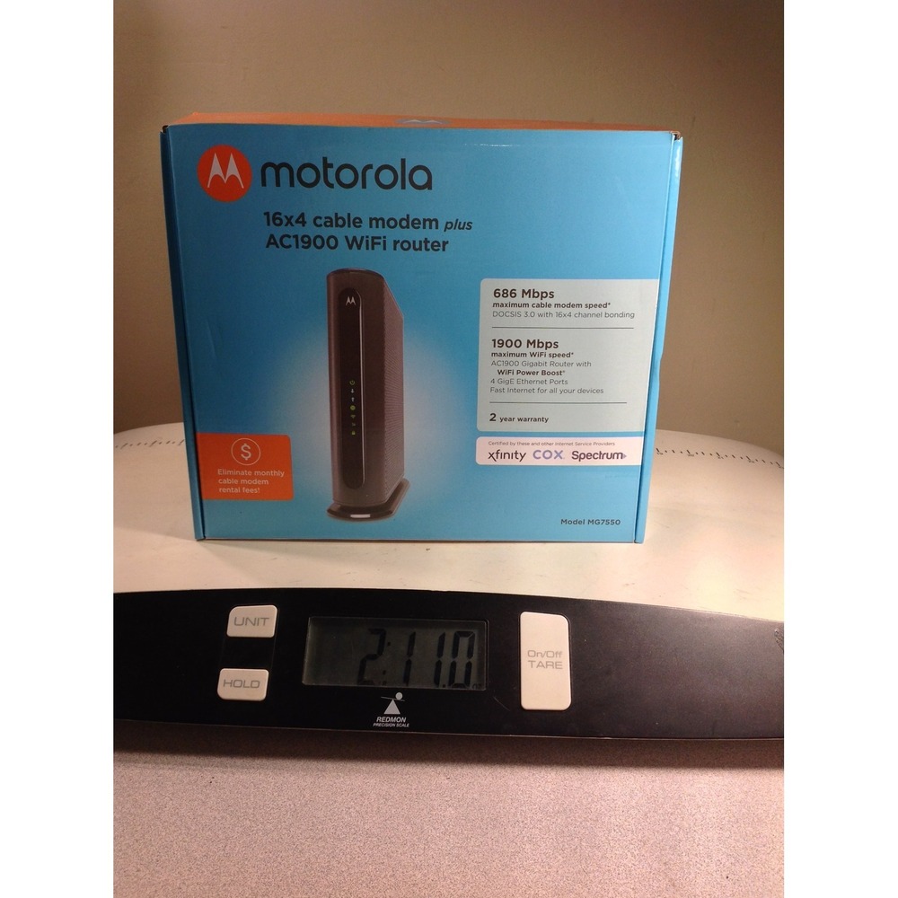 Motorola MG7550 16x4 Cable Modem AC1900 WiFi Router Combo Black NEW‎